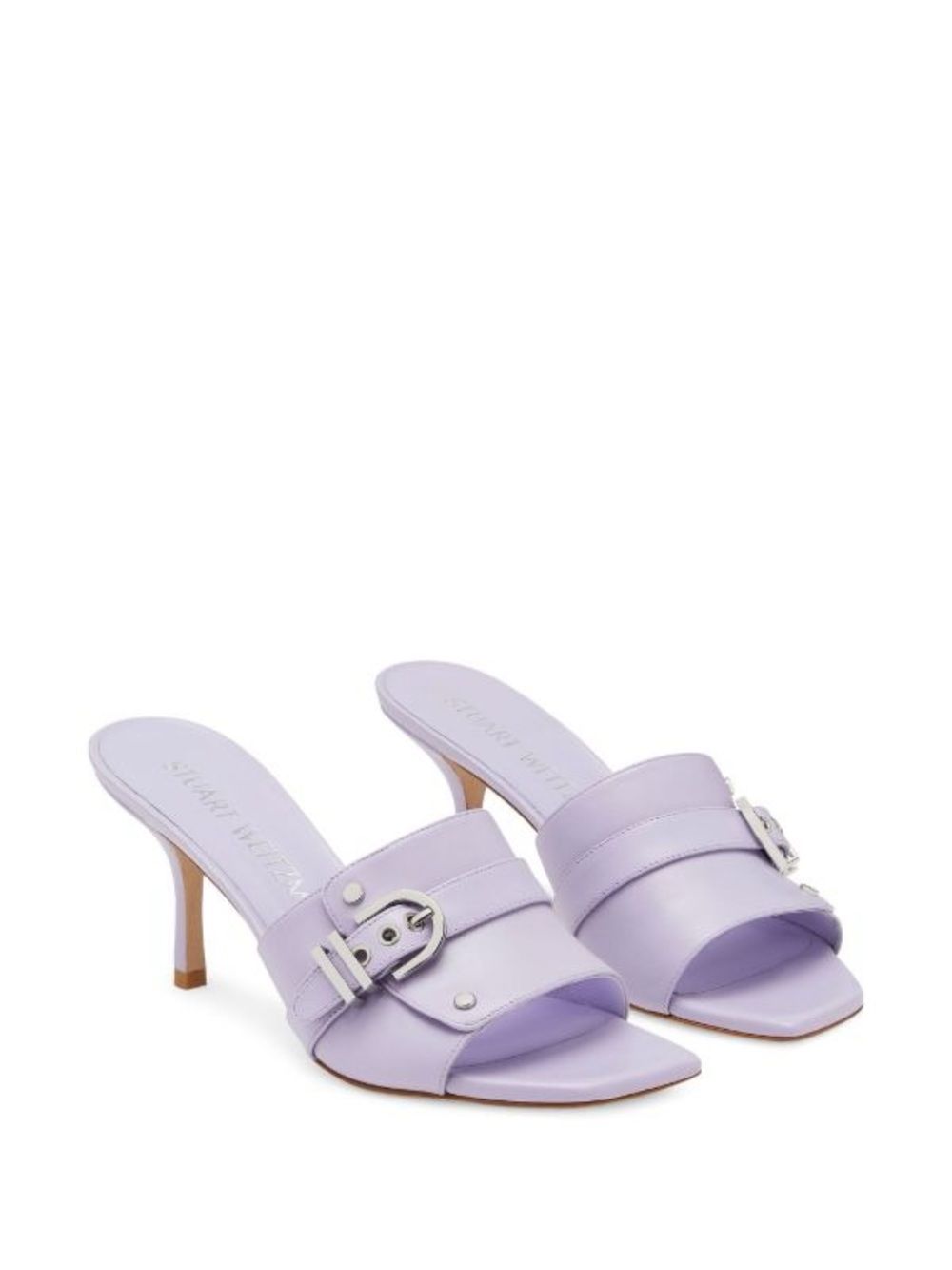 Stuart Weitzman Maverick 75mm Leather Heeled Mules Lavender